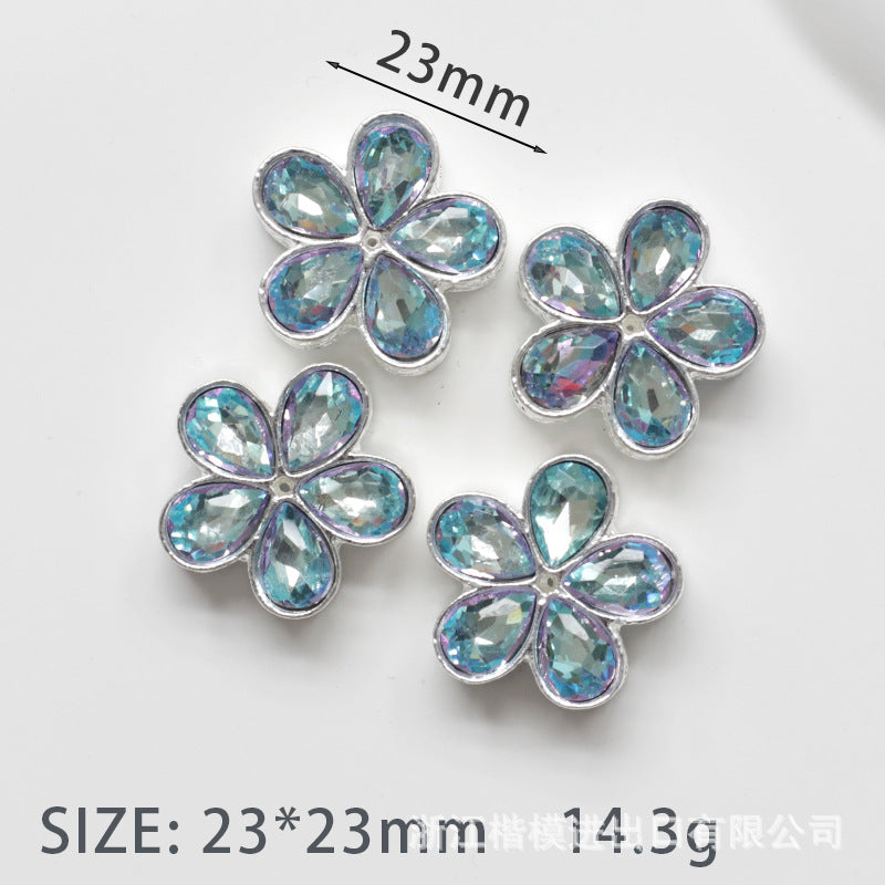 Wholesale 5PCS DIY Heart-shaped Four-leaf Clover Beaded Hollow Beads with Large Diamonds